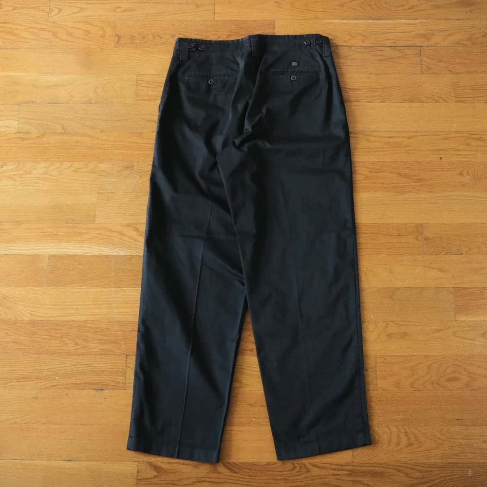 DKNY Chino Trousers Black Side Adjusters Cotton Vintage Y2K 33x32 Straight Leg